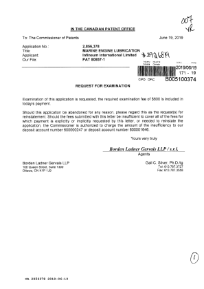 Document de brevet canadien 2856378. Requête d'examen 20190619. Image 1 de 1
