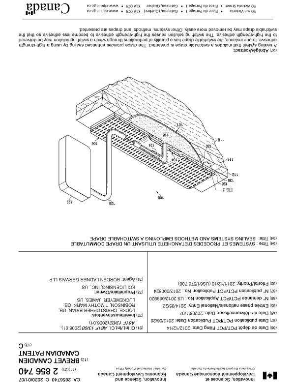 Canadian Patent Document 2856740. Cover Page 20191230. Image 1 of 1