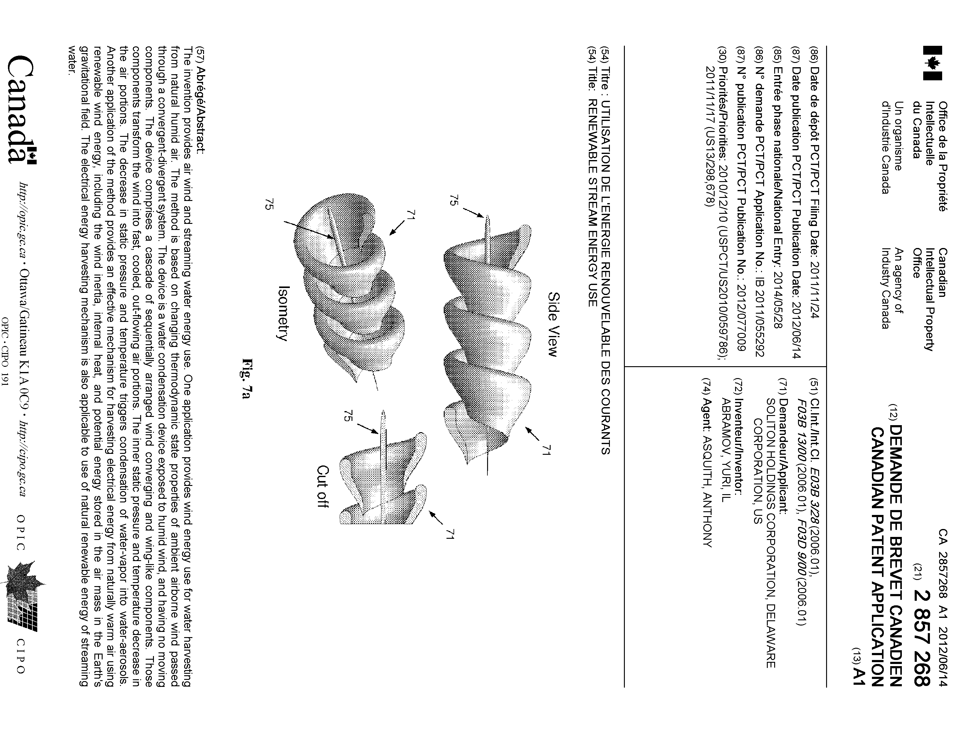 Document de brevet canadien 2857268. Page couverture 20131221. Image 1 de 1