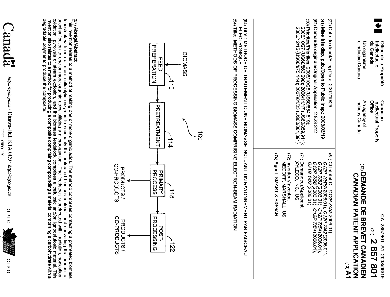 Document de brevet canadien 2857801. Page couverture 20140922. Image 1 de 1