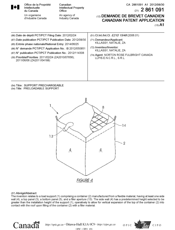 Document de brevet canadien 2861091. Page couverture 20140919. Image 1 de 1