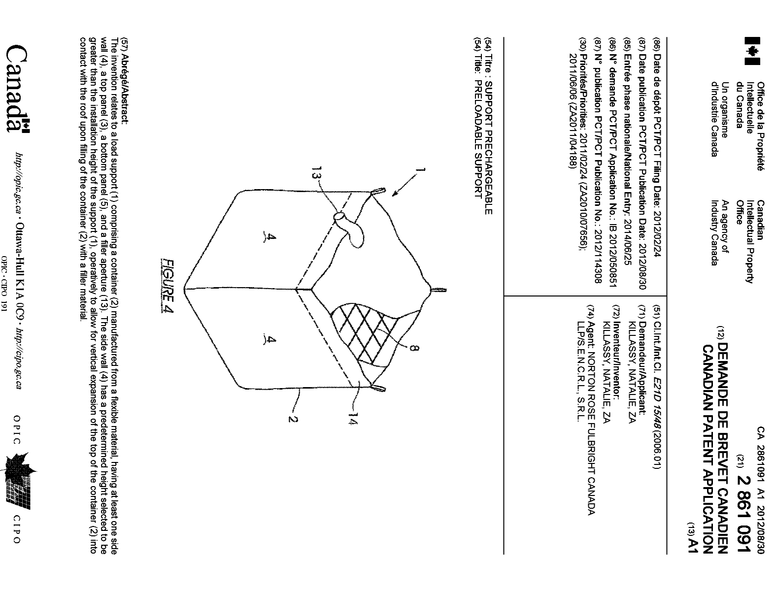 Document de brevet canadien 2861091. Page couverture 20140919. Image 1 de 1