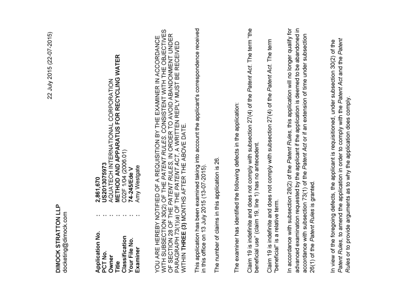 Canadian Patent Document 2861670. Prosecution-Amendment 20141222. Image 1 of 3