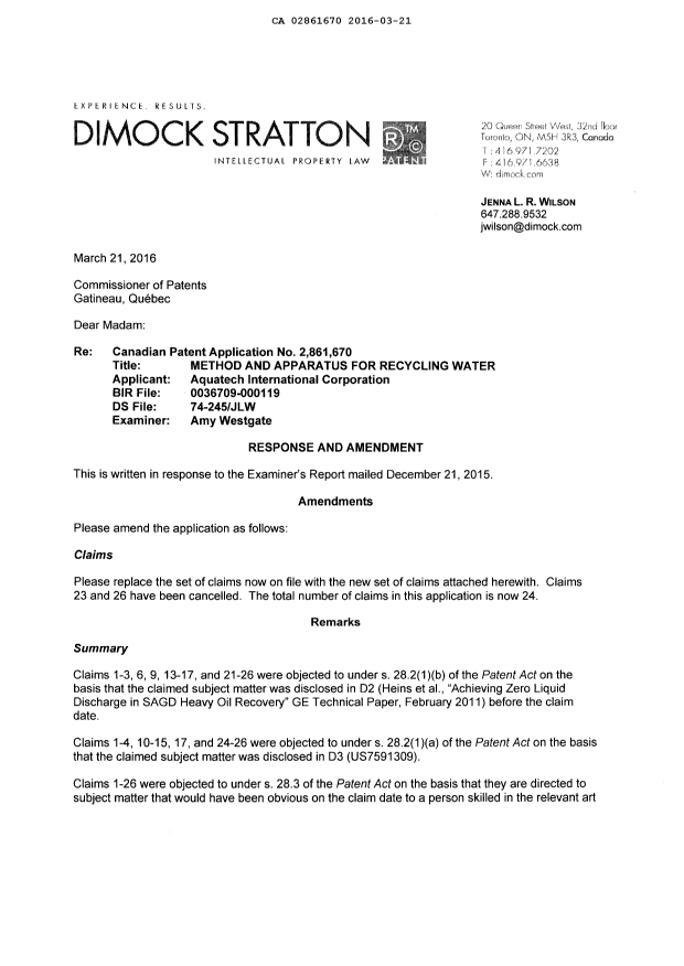 Canadian Patent Document 2861670. Amendment 20160321. Image 2 of 10