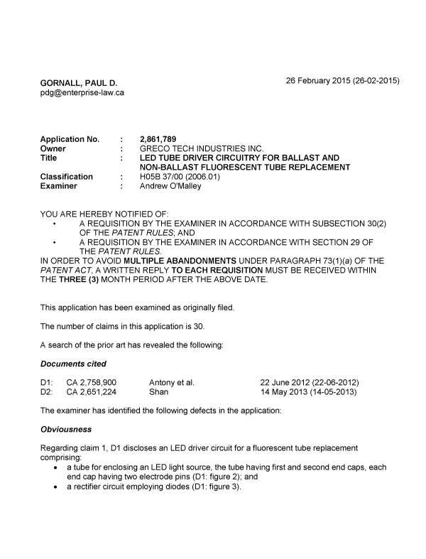 Canadian Patent Document 2861789. Prosecution-Amendment 20141226. Image 1 of 4