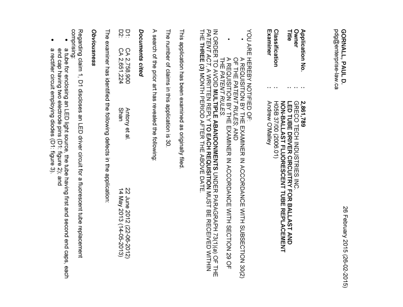 Document de brevet canadien 2861789. Poursuite-Amendment 20141226. Image 1 de 4
