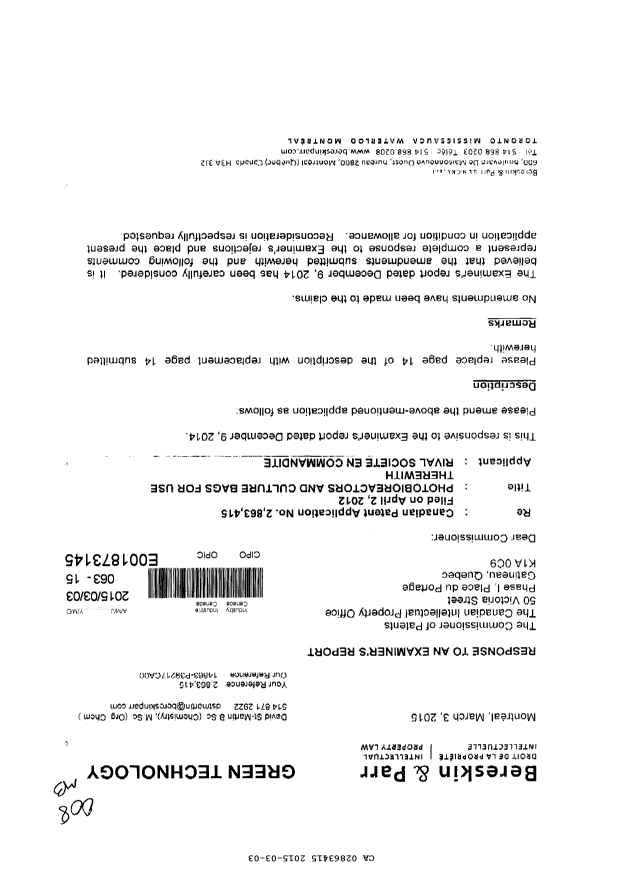 Canadian Patent Document 2863415. Prosecution-Amendment 20141203. Image 1 of 7
