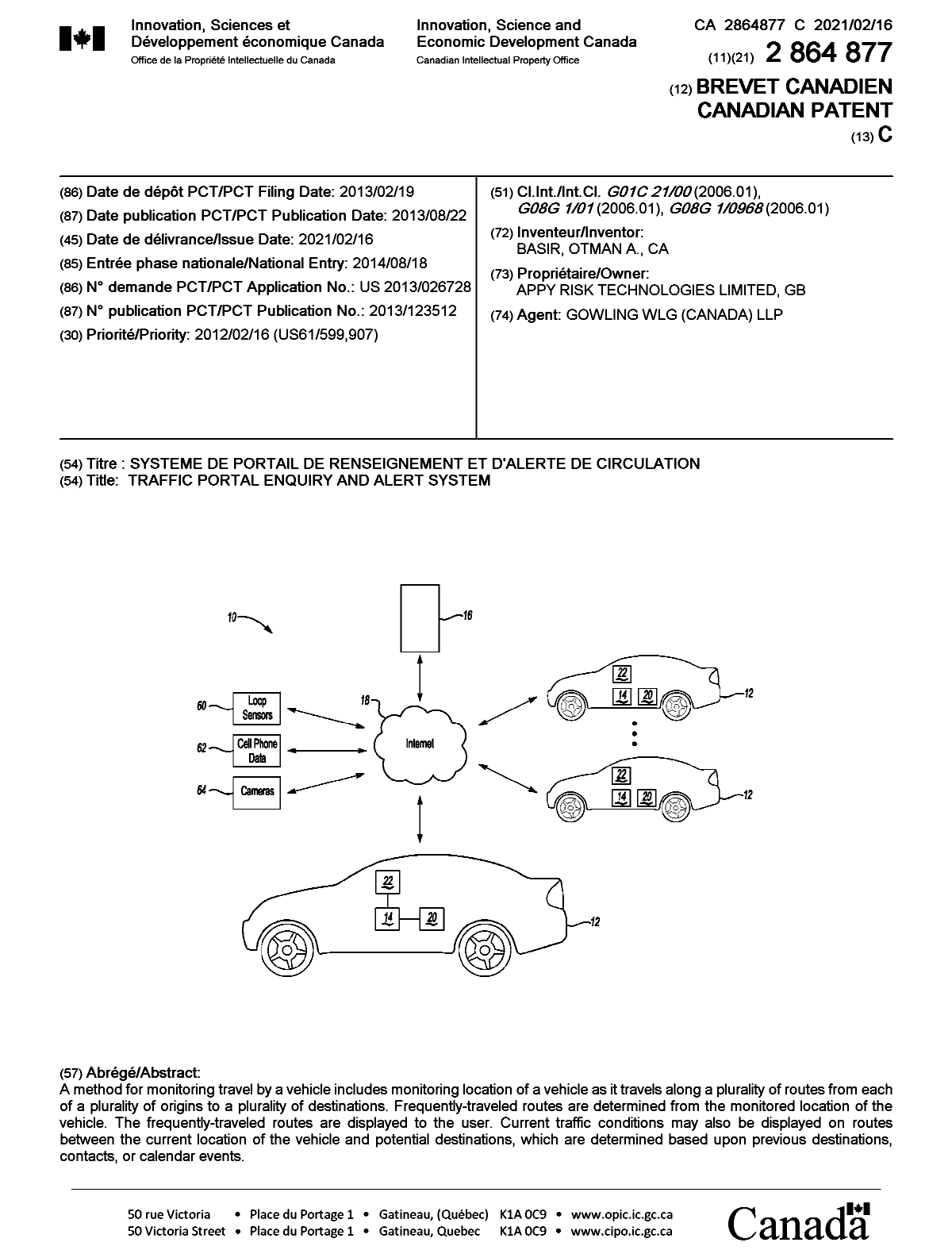 Document de brevet canadien 2864877. Page couverture 20210120. Image 1 de 1