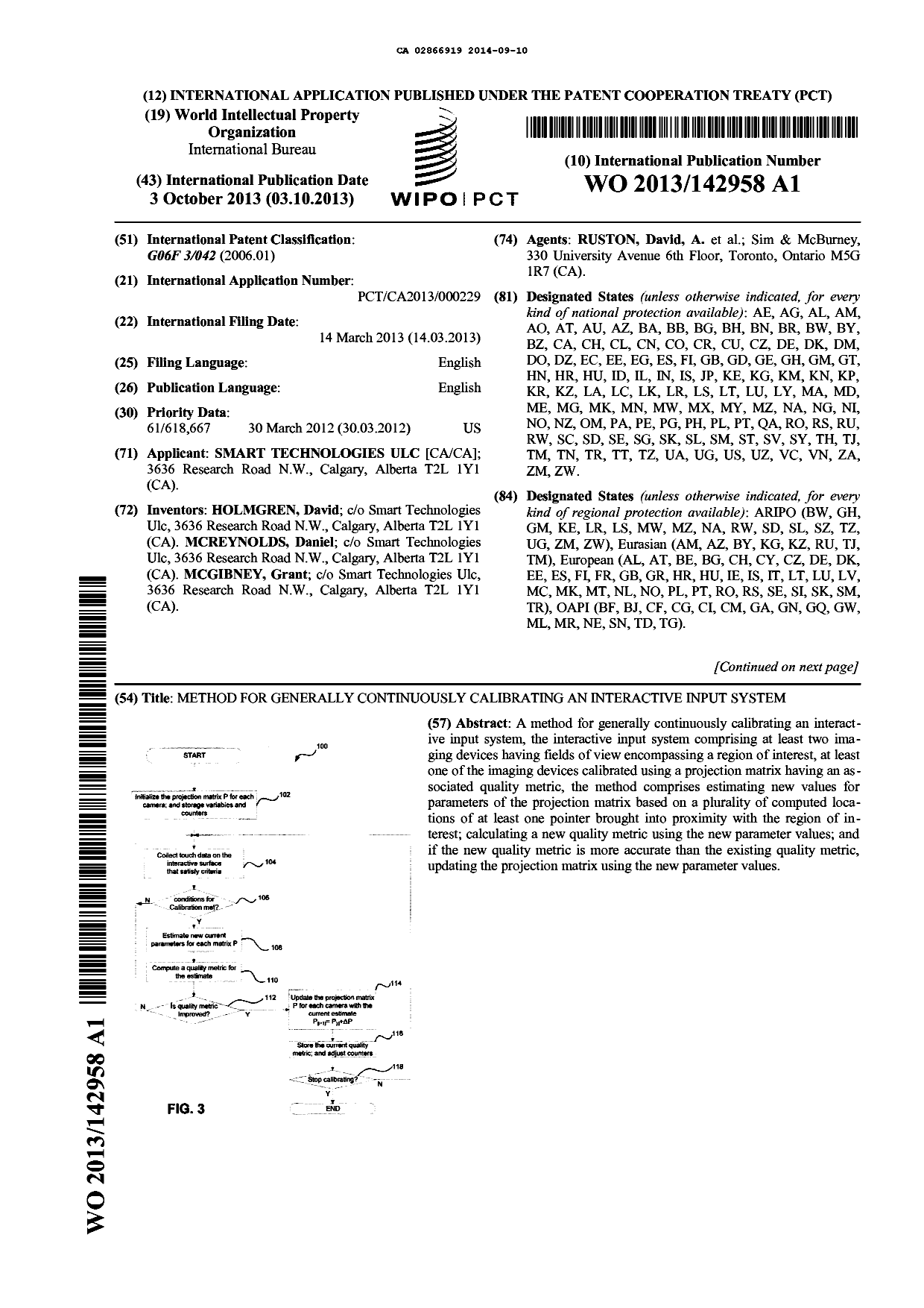 Document de brevet canadien 2866919. Abrégé 20140910. Image 1 de 2