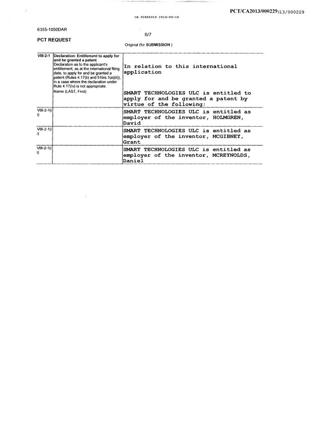 Document de brevet canadien 2866919. PCT 20140910. Image 3 de 3