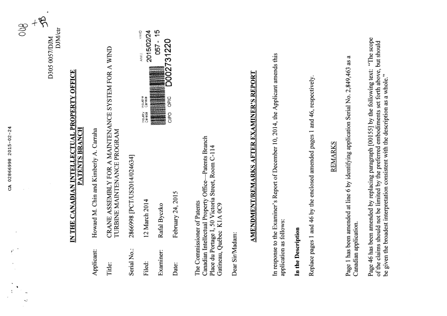 Document de brevet canadien 2866998. Poursuite-Amendment 20141224. Image 1 de 4