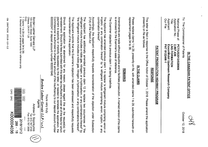 Canadian Patent Document 2867436. Amendment 20181012. Image 1 of 11