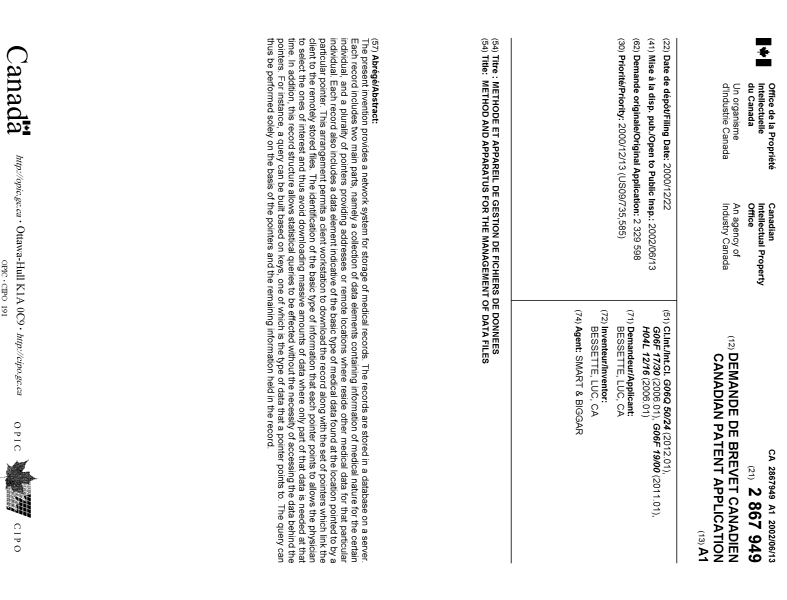 Document de brevet canadien 2867949. Page couverture 20141202. Image 1 de 1