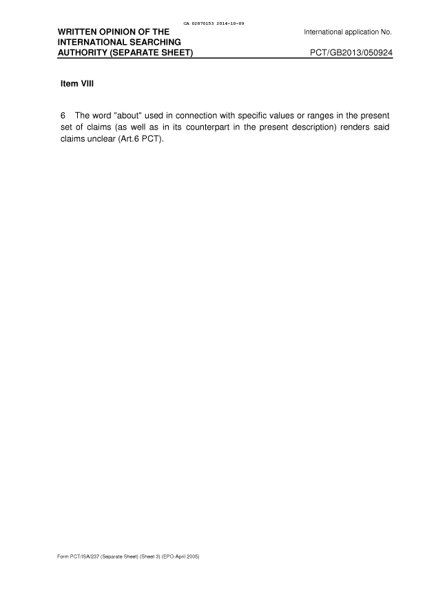 Document de brevet canadien 2870153. PCT 20141009. Image 11 de 11