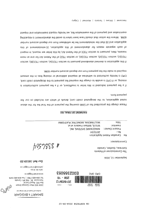 Document de brevet canadien 2870254. Correspondance 20151212. Image 1 de 2