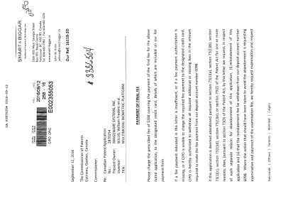 Canadian Patent Document 2870254. Correspondence 20151212. Image 1 of 2