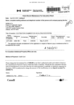Document de brevet canadien 2871693. Paiement de taxe périodique 20160429. Image 1 de 1