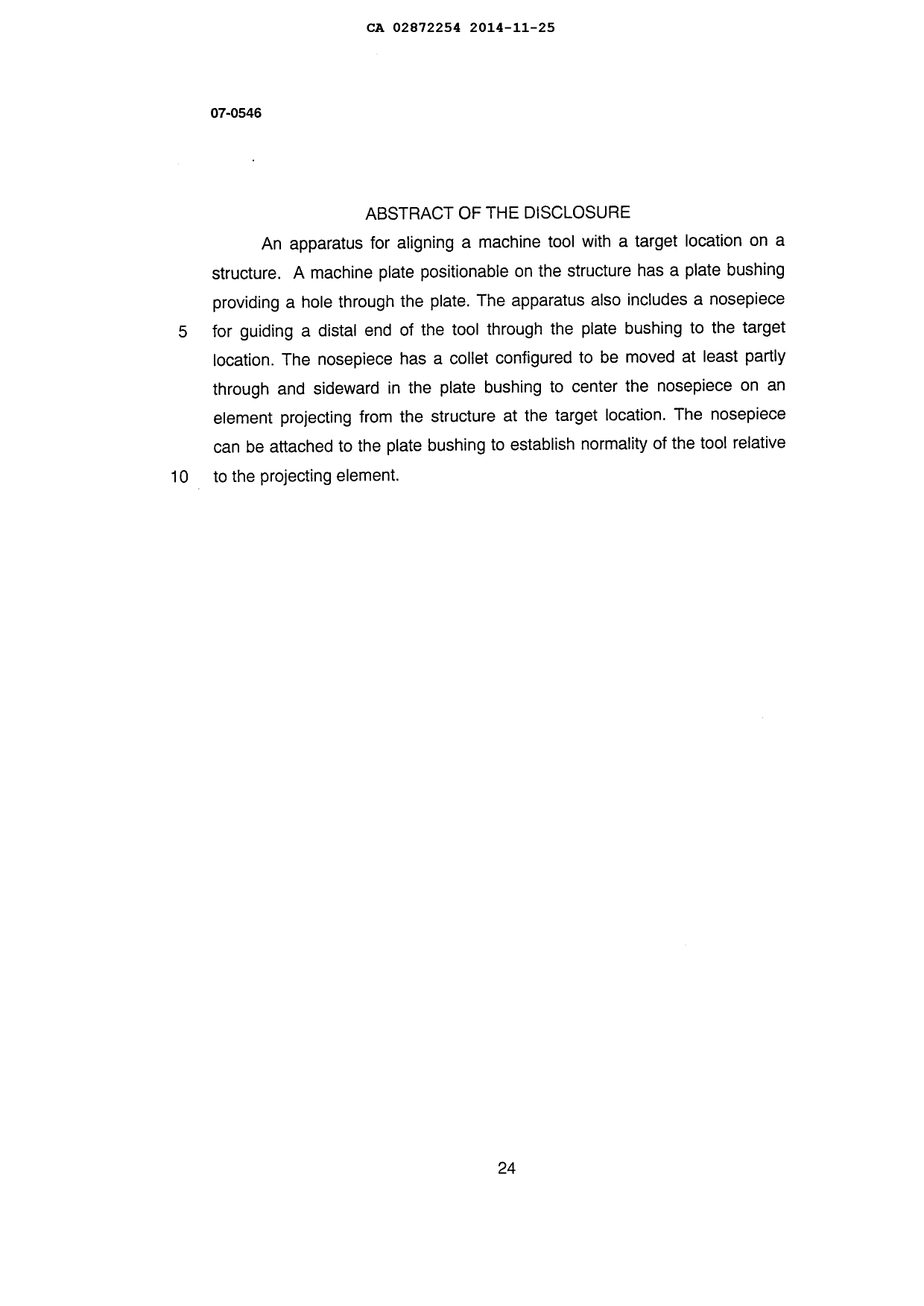 Document de brevet canadien 2872254. Abrégé 20141125. Image 1 de 1