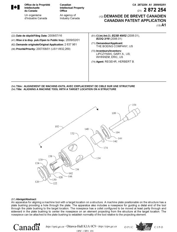 Document de brevet canadien 2872254. Page couverture 20150121. Image 1 de 1