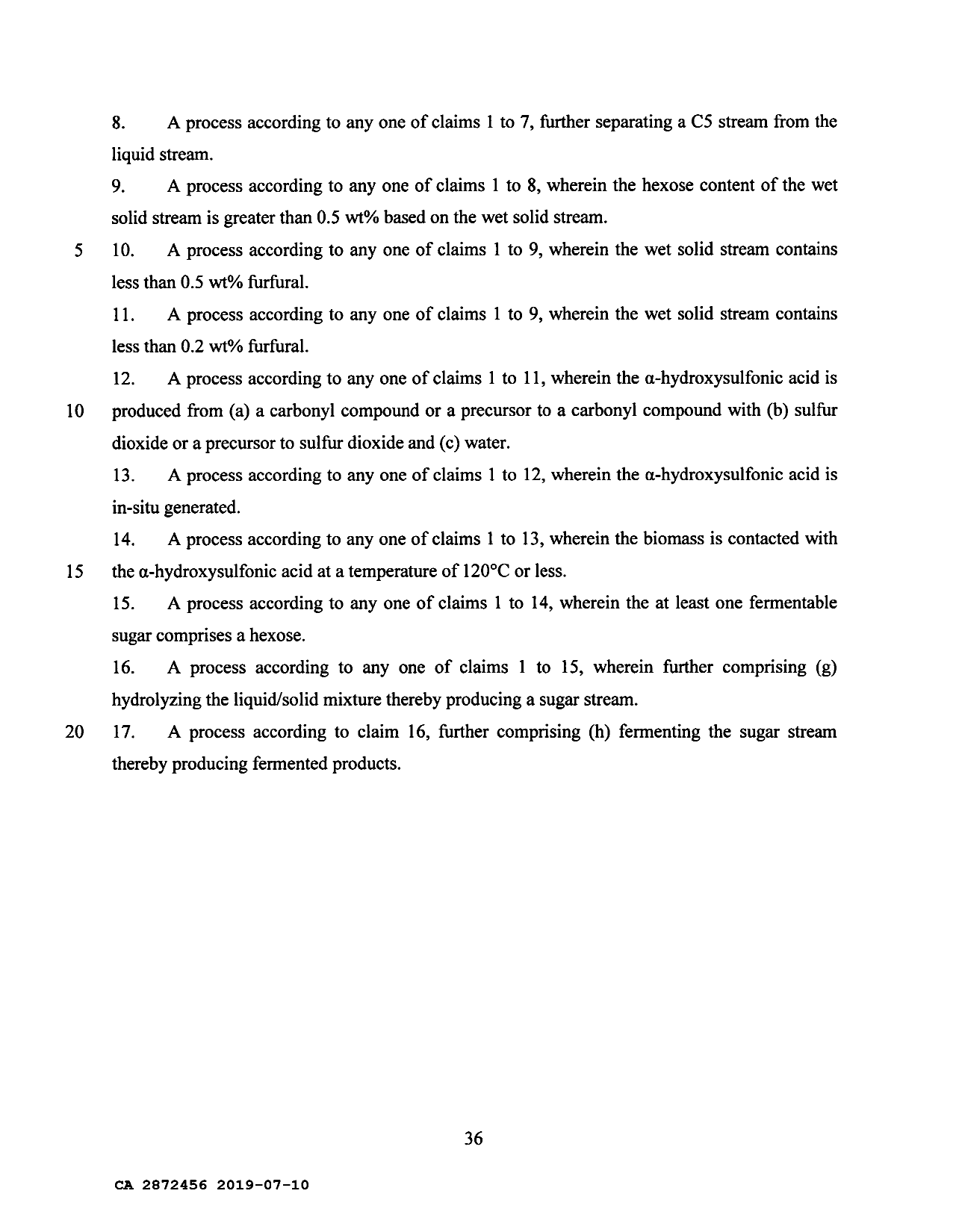 Document de brevet canadien 2872456. Revendications 20190710. Image 2 de 2