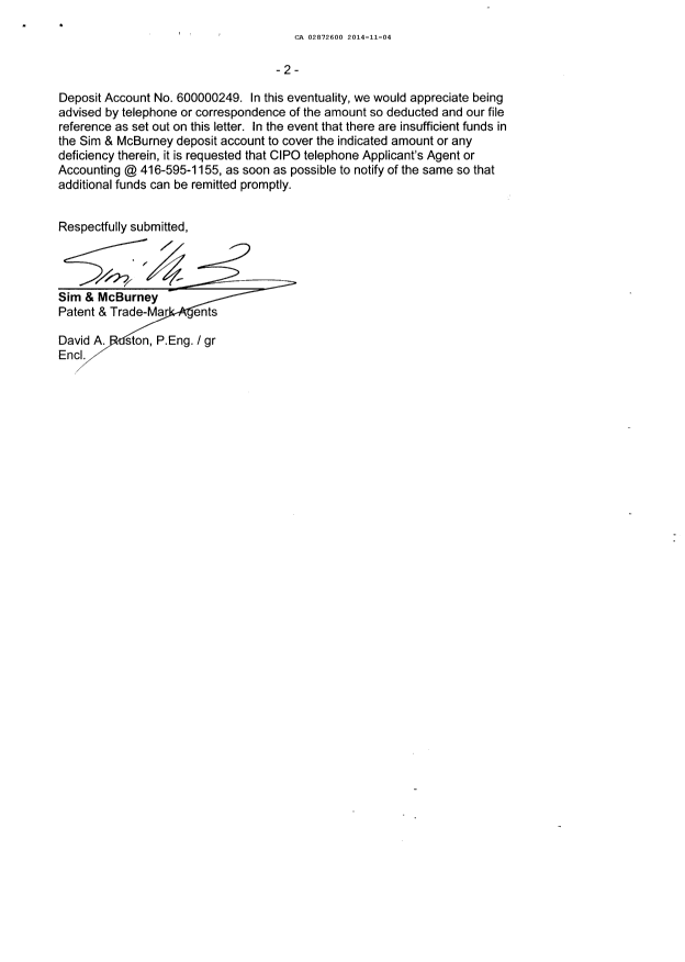 Document de brevet canadien 2872600. Cession 20141104. Image 2 de 4