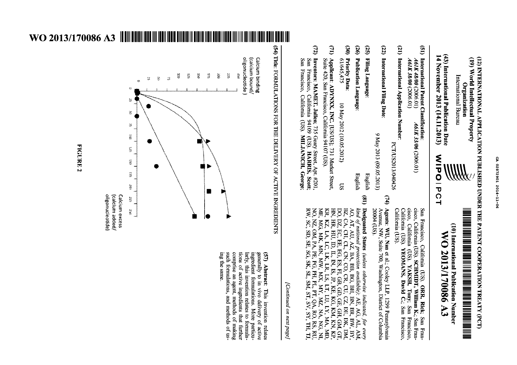 Document de brevet canadien 2872901. Abrégé 20141106. Image 1 de 2