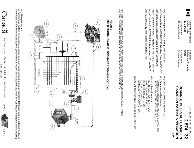 Document de brevet canadien 2874132. Page couverture 20150127. Image 1 de 2