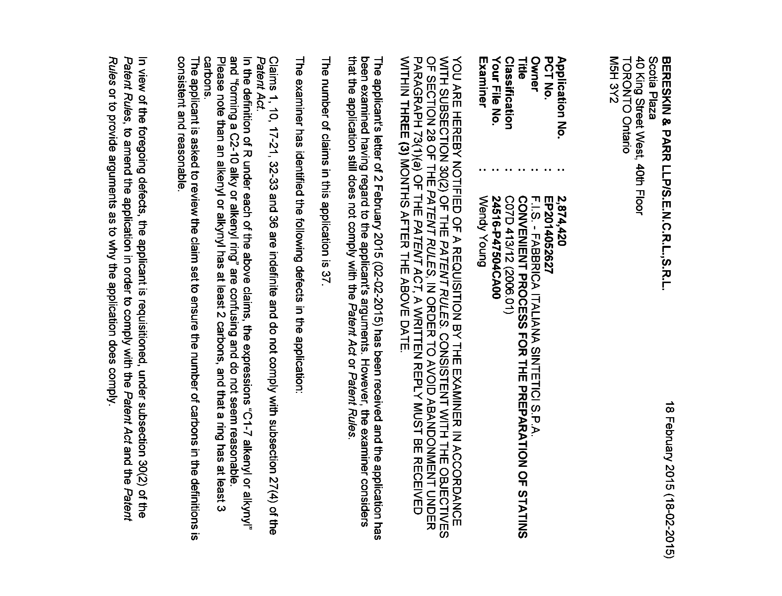 Document de brevet canadien 2874420. Poursuite-Amendment 20141218. Image 1 de 7