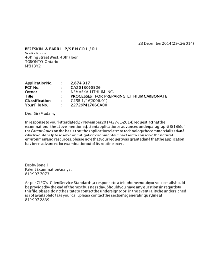 Canadian Patent Document 2874917. Prosecution-Amendment 20141223. Image 1 of 1
