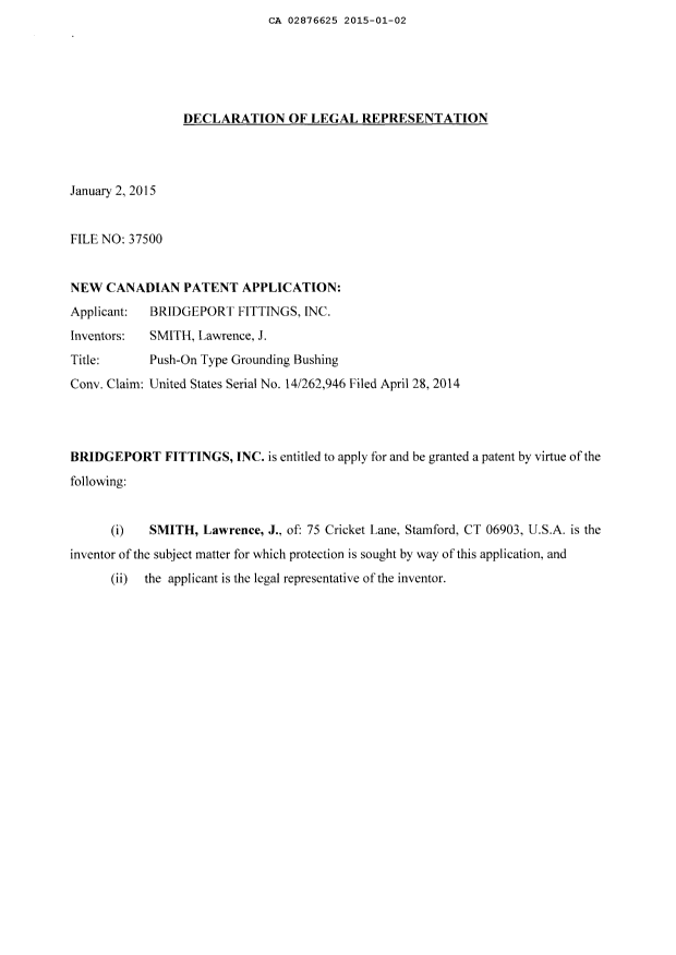Document de brevet canadien 2876625. Cession 20150102. Image 3 de 3