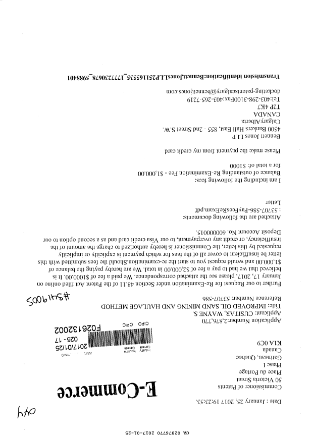 Document de brevet canadien 2876770. Poursuite-Amendment 20161225. Image 1 de 2