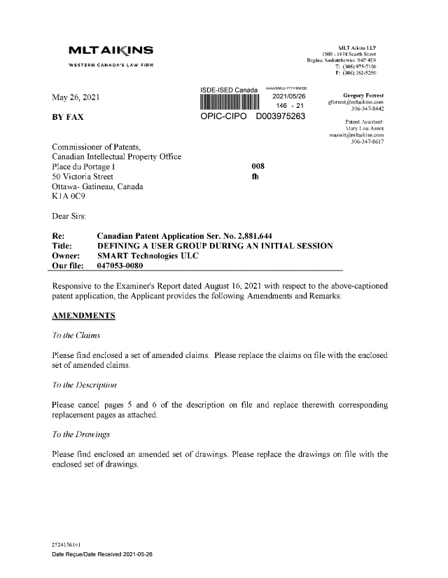 Canadian Patent Document 2881644. Amendment 20210526. Image 1 of 13