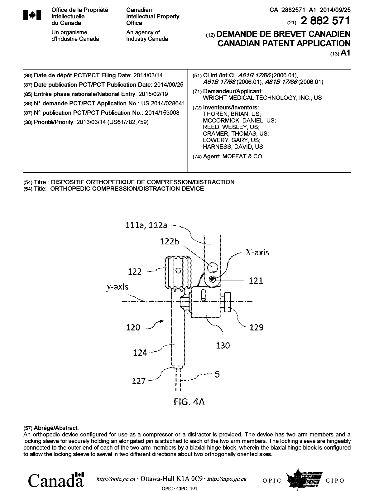 Canadian Patent Document 2882571. Cover Page 20150316. Image 1 of 1