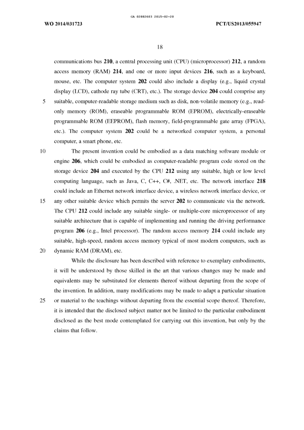 Document de brevet canadien 2882603. Description 20150220. Image 18 de 18