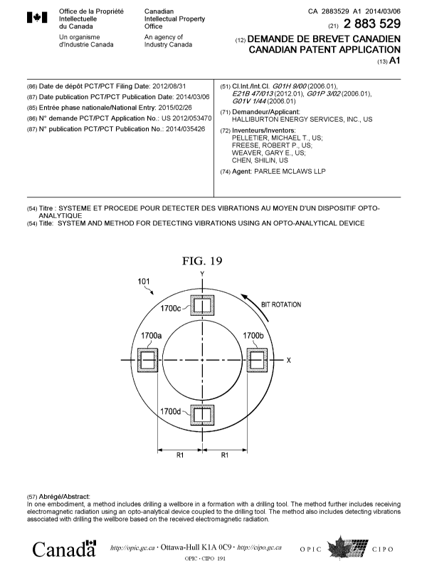 Canadian Patent Document 2883529. Cover Page 20150317. Image 1 of 1