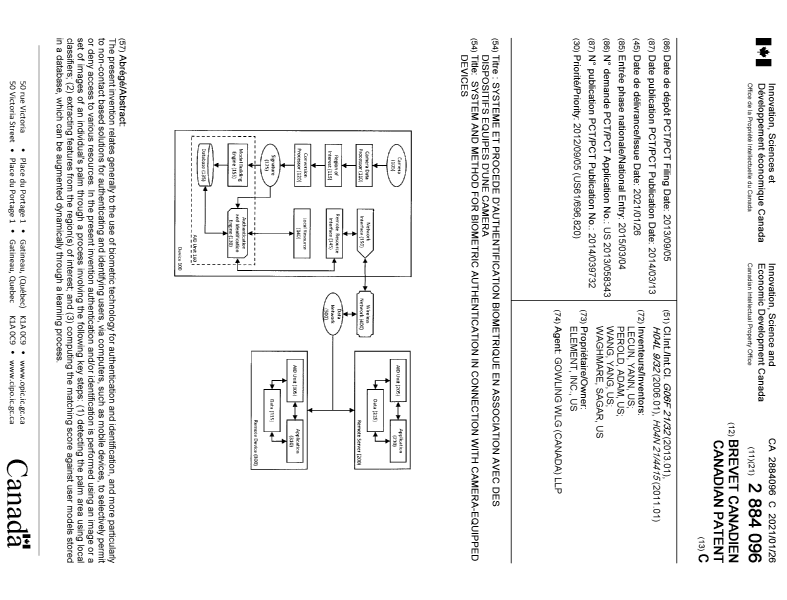 Document de brevet canadien 2884096. Page couverture 20210107. Image 1 de 1