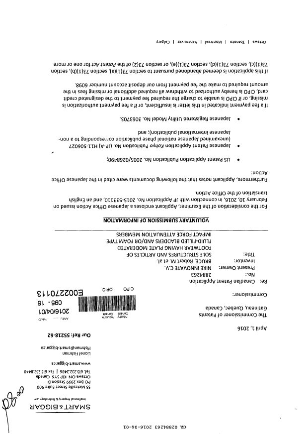 Canadian Patent Document 2884263. Amendment 20160401. Image 1 of 2