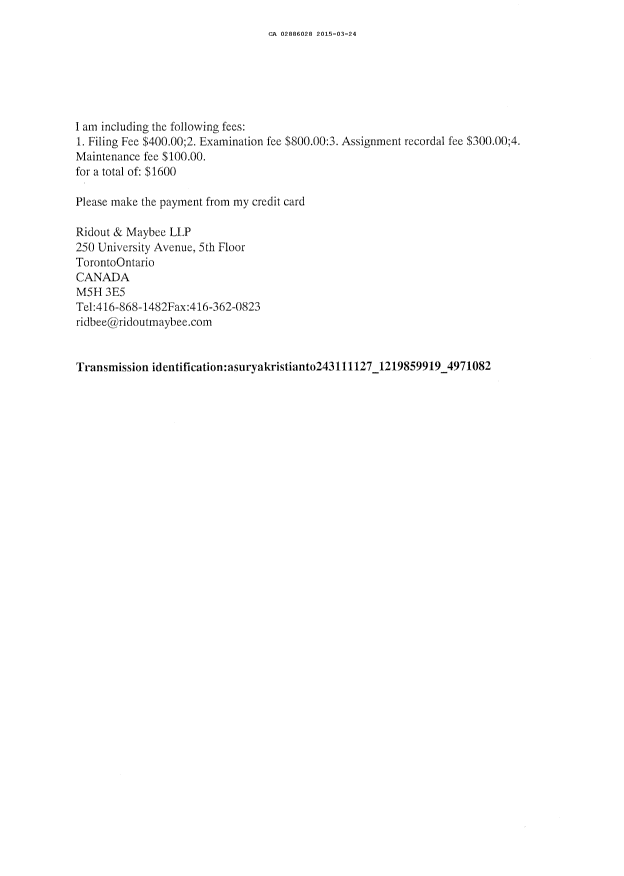 Document de brevet canadien 2886028. Cession 20150324. Image 2 de 19