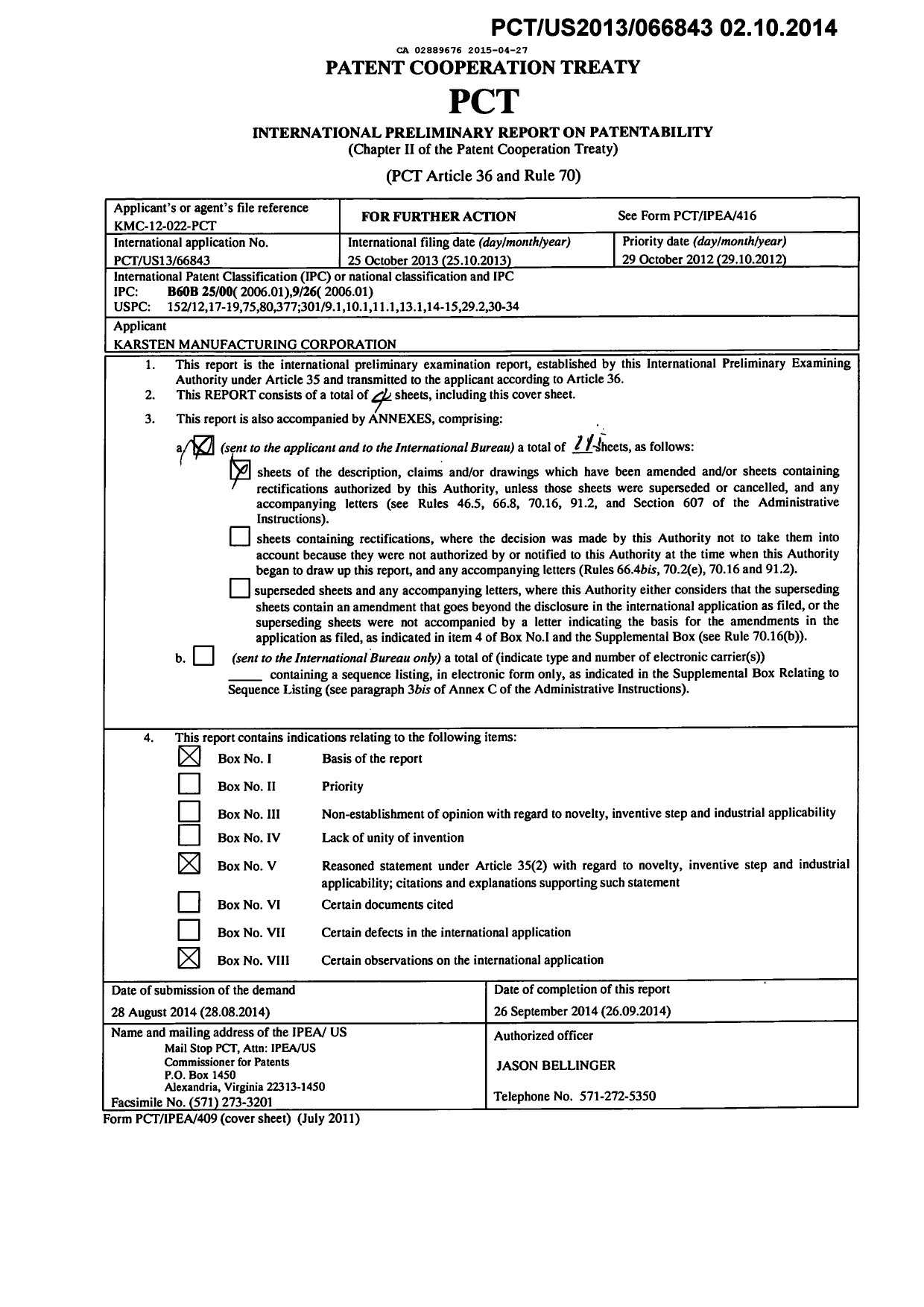 Document de brevet canadien 2889676. PCT 20150427. Image 1 de 17