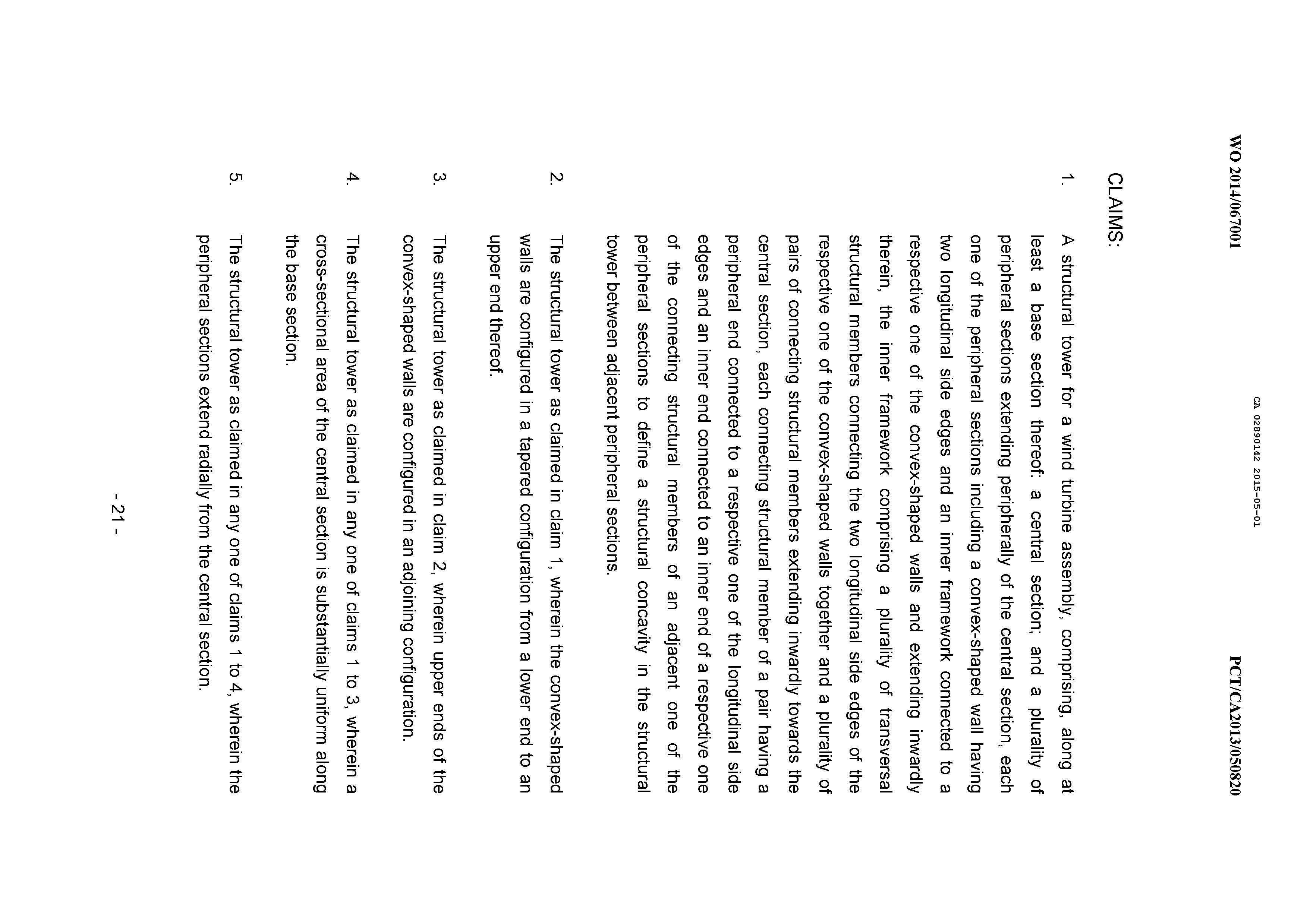 Document de brevet canadien 2890142. Revendications 20141201. Image 1 de 7