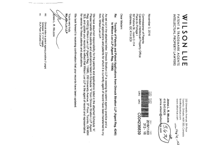 Document de brevet canadien 2890759. Correspondance 20161103. Image 1 de 3