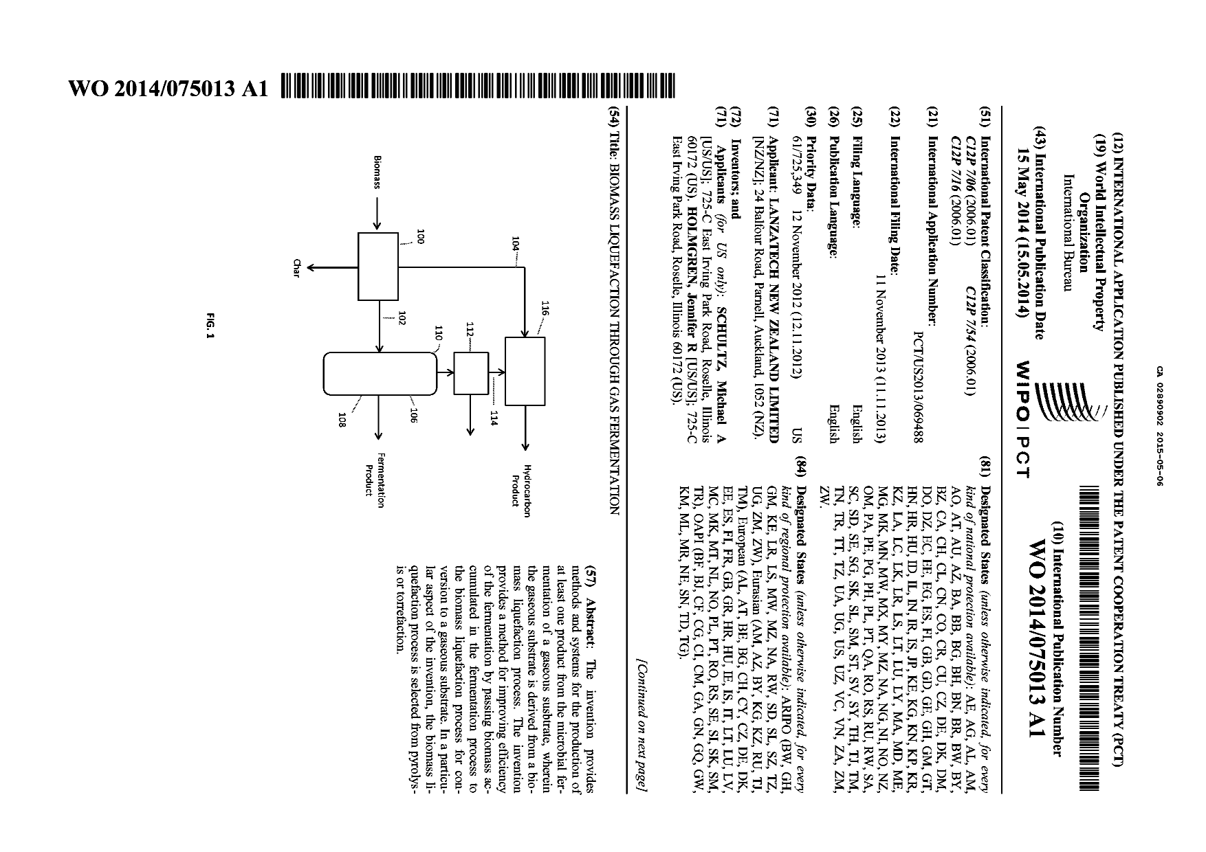 Document de brevet canadien 2890902. Abrégé 20150506. Image 1 de 2