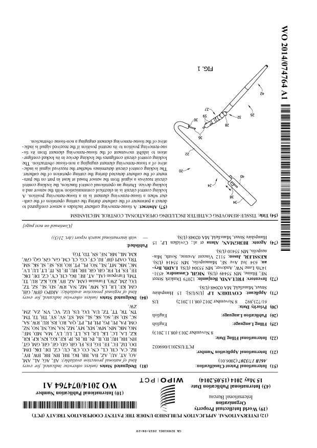 Canadian Patent Document 2891061. Abstract 20150429. Image 1 of 2