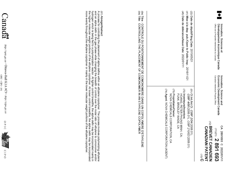 Document de brevet canadien 2891693. Page couverture 20211209. Image 1 de 1