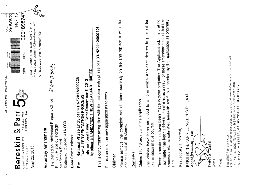 Canadian Patent Document 2892303. Prosecution-Amendment 20141222. Image 1 of 3