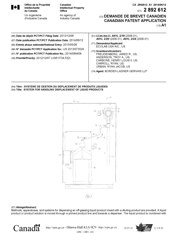 Canadian Patent Document 2892612. Cover Page 20150619. Image 1 of 2