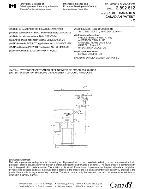 Canadian Patent Document 2892612. Cover Page 20210406. Image 1 of 1
