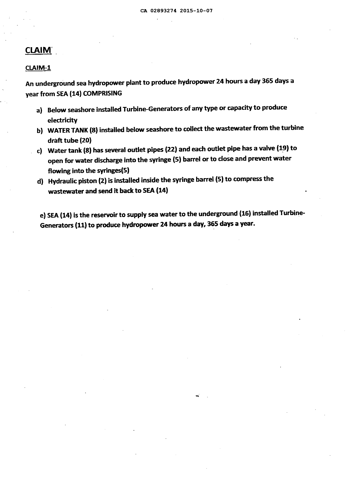 Document de brevet canadien 2893274. Revendications 20141207. Image 1 de 1