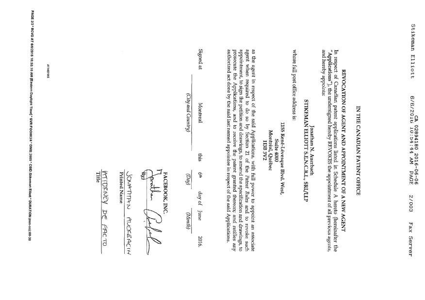 Canadian Patent Document 2894180. Correspondence 20160606. Image 2 of 3