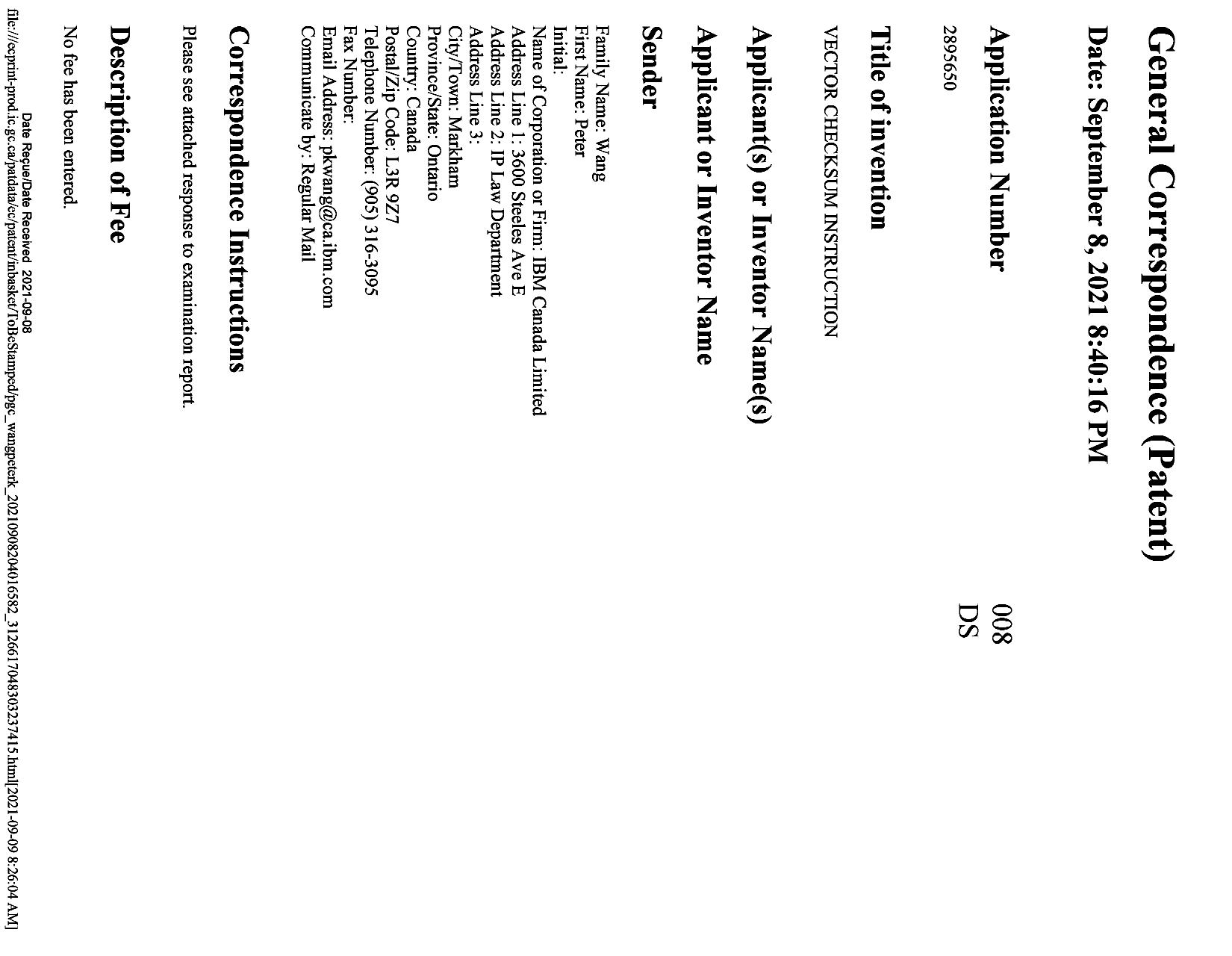 Canadian Patent Document 2895650. Amendment 20210908. Image 1 of 18